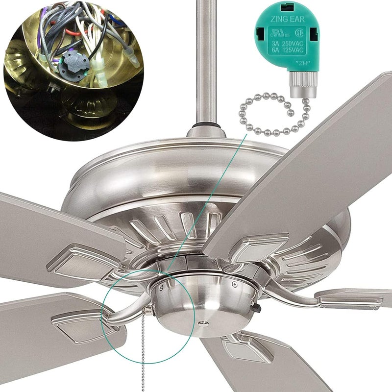 Dotlite 2Pack Ceiling Fan Pull Chain Switch 3 Speed 4 Wire UL Listed ZE-268S6 Fan Speed Control Replacement Accessories Compatible with Hunter Ceiling Fans Wall Lamps(Silver) - Image 4